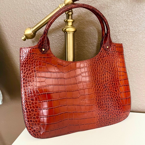NEW Forth & Towne Anthropologie croc embossed purse handbag genuine leather - Picture 2 of 7